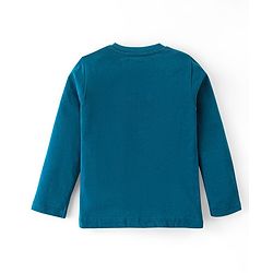 Babyhug Cotton Knit Full Sleeves T-Shirt with Tiger Print - Teal