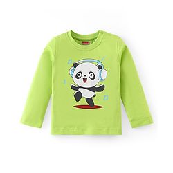 Babyhug Cotton Knit  Full Sleeves T-Shirt With Panda Graphics - Green