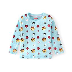 Babyhug Cotton Knit Full Sleeves Striped & Tiger Printed T-Shirts Pack of 3  - Yellow Teal & Sky Blue