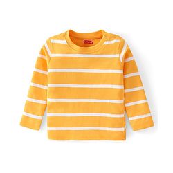 Babyhug Cotton Knit Full Sleeves Striped & Tiger Printed T-Shirts Pack of 3  - Yellow Teal & Sky Blue