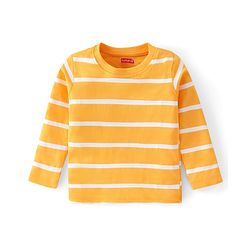 Babyhug Cotton Knit Full Sleeves Striped & Tiger Printed T-Shirts Pack of 3  - Yellow Teal & Sky Blue