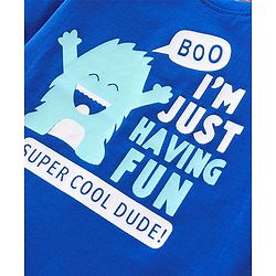 Babyhug Cotton Knit Full Sleeves T-Shirt With Text Graphics - Royal Blue