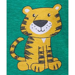 Babyhug Cotton Knit Full Sleeves Night Suit with Tiger & Giraffe Print - Green