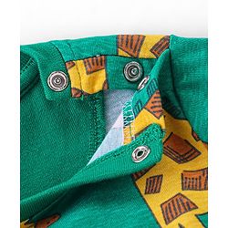 Babyhug Cotton Knit Full Sleeves Night Suit with Tiger & Giraffe Print - Green