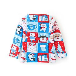 Babyhug Cotton Knit Full Sleeves Night Suit With Christmas Theme Print - Multicolour