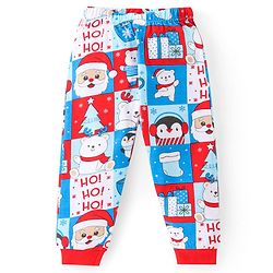 Babyhug Cotton Knit Full Sleeves Night Suit With Christmas Theme Print - Multicolour