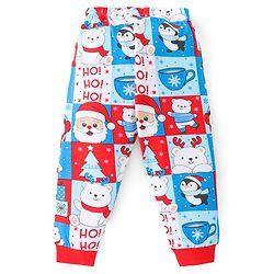 Babyhug Cotton Knit Full Sleeves Night Suit With Christmas Theme Print - Multicolour