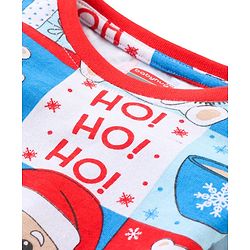 Babyhug Cotton Knit Full Sleeves Night Suit With Christmas Theme Print - Multicolour