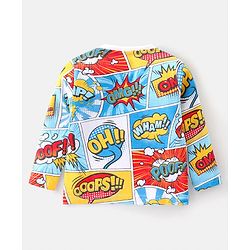 Babyhug Cotton Knit Full Sleeves Night Suit With Text Print - Multicolor