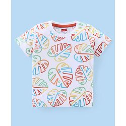 Babyhug Cotton Knit Half Sleeves T-Shirt & Shorts Set With Leafy Print - Multicolor