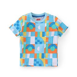 Babyhug Cotton Knit Half Sleeves T-Shirt & Shorts Set With Abstract Print - Multicolor