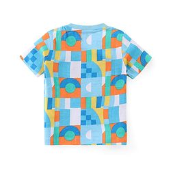 Babyhug Cotton Knit Half Sleeves T-Shirt & Shorts Set With Abstract Print - Multicolor