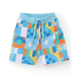 Babyhug Cotton Knit Half Sleeves T-Shirt & Shorts Set With Abstract Print - Multicolor