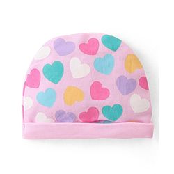 Babyhug 100% Cotton Knit Cap Mittens & Booties Set Heart Print - Pink