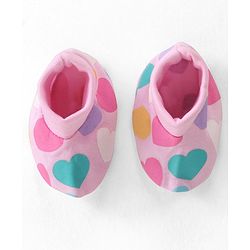 Babyhug 100% Cotton Knit Cap Mittens & Booties Set Heart Print - Pink