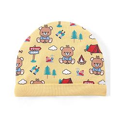 Babyhug 100% Cotton Interlock Cap Mittens & Booties Set with Teddy Bear Print - Yellow