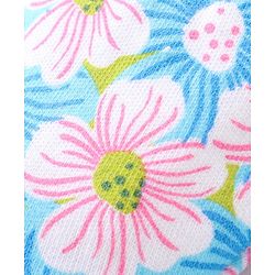 Babyhug 100% Cotton Knit Floral Print Mittens and Booties - Blue