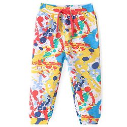 Babyhug French Terry Knit Full Length Lounge Pant with Colour Splash Print - Multicolour