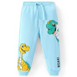 Babyhug French Terry Full Length Lounge Pant with Dino Print - Blue