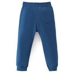Babyhug Terry Knit Full Length Lounge Pants with Text Print - Blue