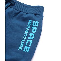 Babyhug Terry Knit Full Length Lounge Pants with Text Print - Blue