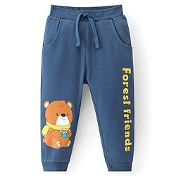 Babyhug French Terry Full Length Lounge Pant Bear Print - Navy