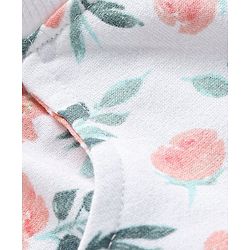 Babyhug Terry Knit Full Length Lounge Pant with Floral Print - White