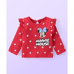 Babyhug Disney Cotton Knit  Full Sleeves Top with Minnie Mouse Graphics & Frill Detailing Pack of 3 - Red White & Blue