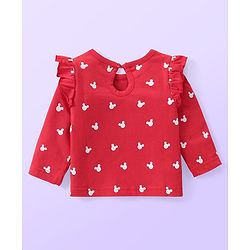 Babyhug Disney Cotton Knit  Full Sleeves Top with Minnie Mouse Graphics & Frill Detailing Pack of 3 - Red White & Blue