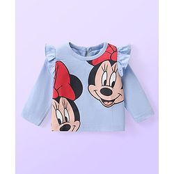Babyhug Disney Cotton Knit  Full Sleeves Top with Minnie Mouse Graphics & Frill Detailing Pack of 3 - Red White & Blue
