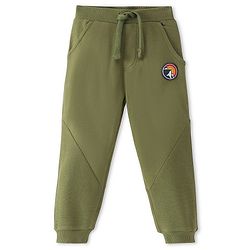Babyhug Terry Knit Full Length Solid Lounge Pant - Olive Green