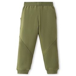 Babyhug Terry Knit Full Length Solid Lounge Pant - Olive Green