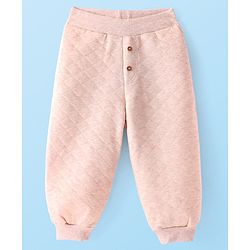 Babyhug French Terry Full Length Jogger Fit Lounge Pants with Quilting - Cream