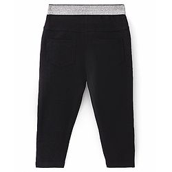 Babyhug French Terry Full Length Jegging with Beads Detailing - Black
