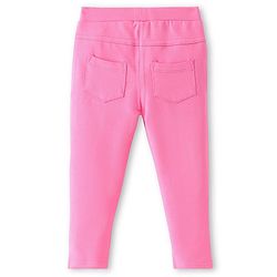Babyhug French Terry Knit Full Length Stretchable Jeggings with Heart Applique - Pink