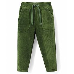 Babyhug Cotton Woven Full Length Corduroy Pant Solid Colour - Green