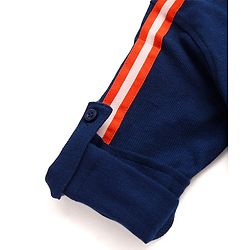 Babyhug Cotton Knit Full Sleeves Rib Collar Solid Shirt with Number Embroidery - Navy Blue