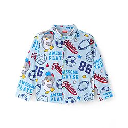 Babyhug Cotton Knit Full Sleeves Shirt with Penguin & Football Print - Blue