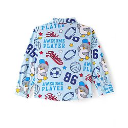 Babyhug Cotton Knit Full Sleeves Shirt with Penguin & Football Print - Blue