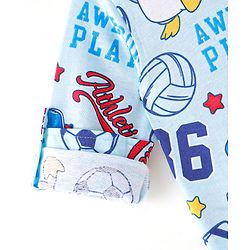 Babyhug Cotton Knit Full Sleeves Shirt with Penguin & Football Print - Blue