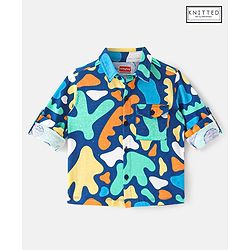 Babyhug Cotton Knit Full Sleeves Printed Shirt - Multicolour