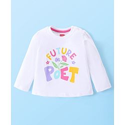Babyhug Cotton Knit Full Sleeves Night Suit with Polka Dot Print - White & Pink