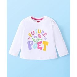 Babyhug Cotton Knit Full Sleeves Night Suit with Polka Dot Print - White & Pink