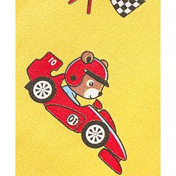Babyhug Cotton Knit Full Sleeves Night Suit with Racing Car Print - Yellow