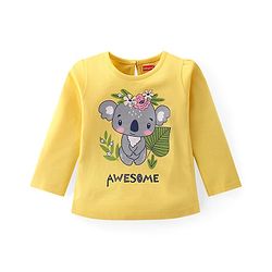 Babyhug Cotton Knit Full Sleeves Top with Koala & Floral Print Pack of 3 - Multicolor