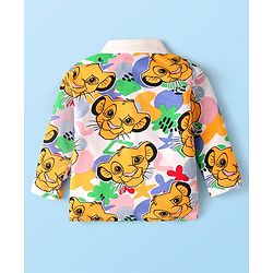Babyhug Disney Single Jersey Knit Full Sleeves Polo T-Shirt with Lion King Print - White