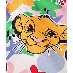 Babyhug Disney Single Jersey Knit Full Sleeves Polo T-Shirt with Lion King Print - White