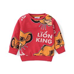 Babyhug Disney Terry Knit Full Sleeves T-Shirt & Lounge Pants Co-Ord Set With Lion King Graphics - Red