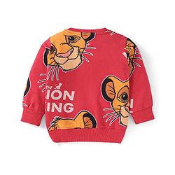 Babyhug Disney Terry Knit Full Sleeves T-Shirt & Lounge Pants Co-Ord Set With Lion King Graphics - Red