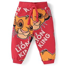 Babyhug Disney Terry Knit Full Sleeves T-Shirt & Lounge Pants Co-Ord Set With Lion King Graphics - Red